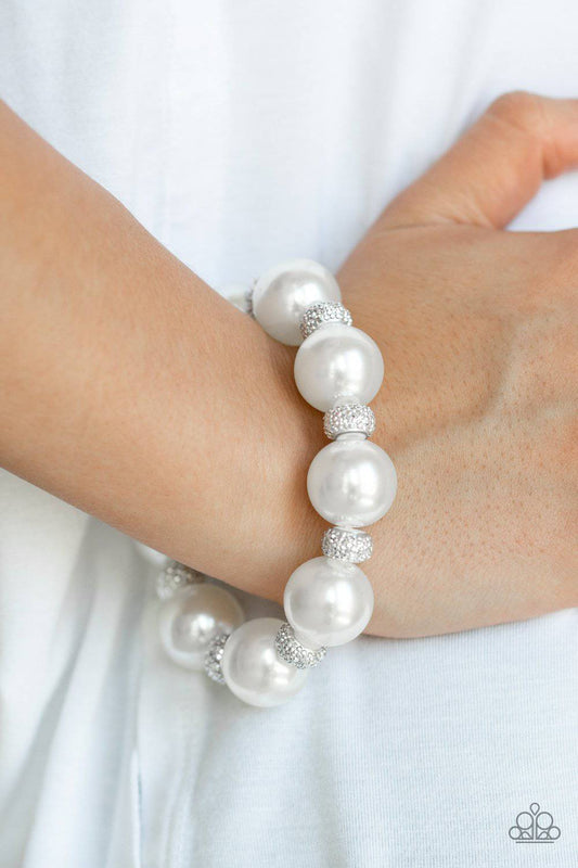 Extra Elegant - White Pearl Stretchy Bracelet - Paparazzi Accessories - GlaMarous Titi Jewels