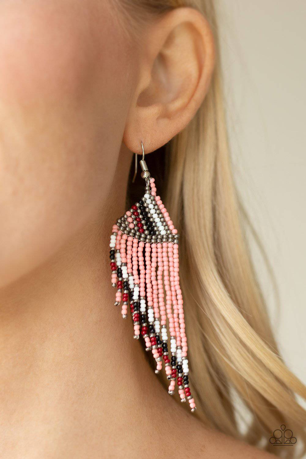 Bodaciously Bohemian - Coral Seed Bead Earrings - Paparazzi Accessories - GlaMarous Titi Jewels