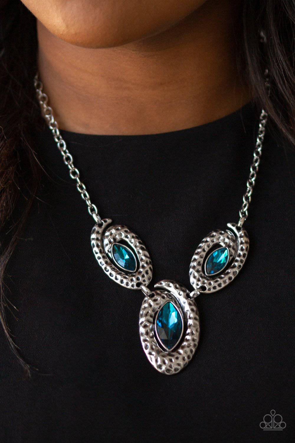 Metro Mystique - Blue Rhinestone Statement Necklace - Paparazzi Accessories - GlaMarous Titi Jewels