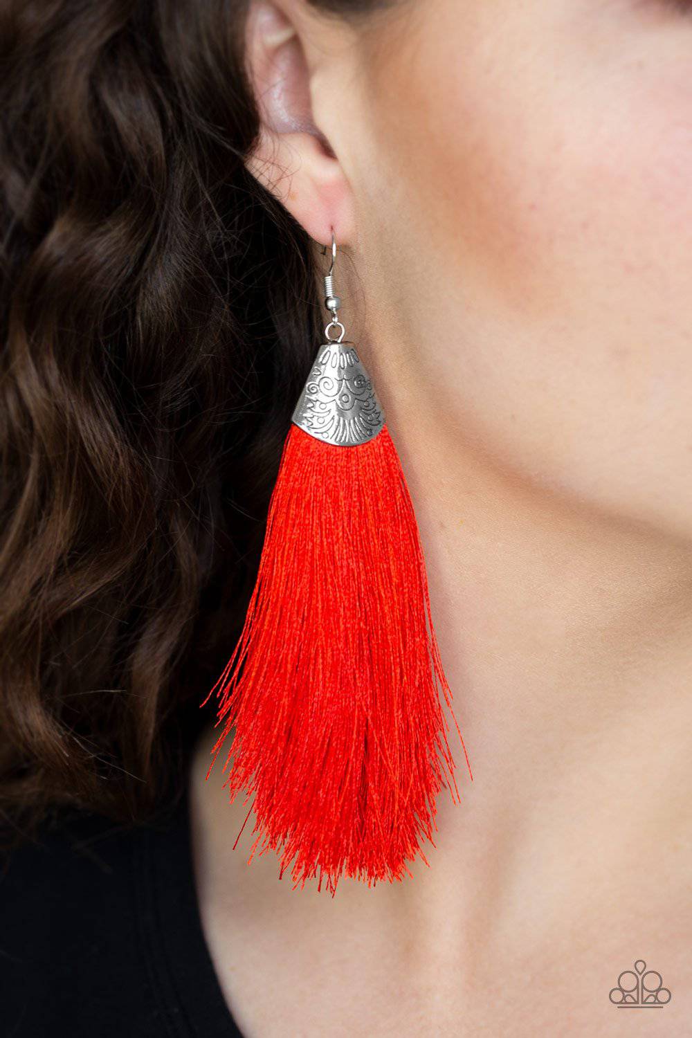 Tassel Temptress - Red Tassel Earrings - Paparazzi Accessories - GlaMarous Titi Jewels