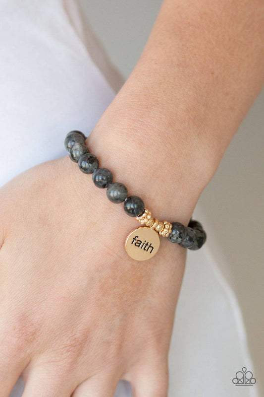 FAITH It, Till You Make It - Black Stone "Faith" Bracelet - Paparazzi Accessories - GlaMarous Titi Jewels