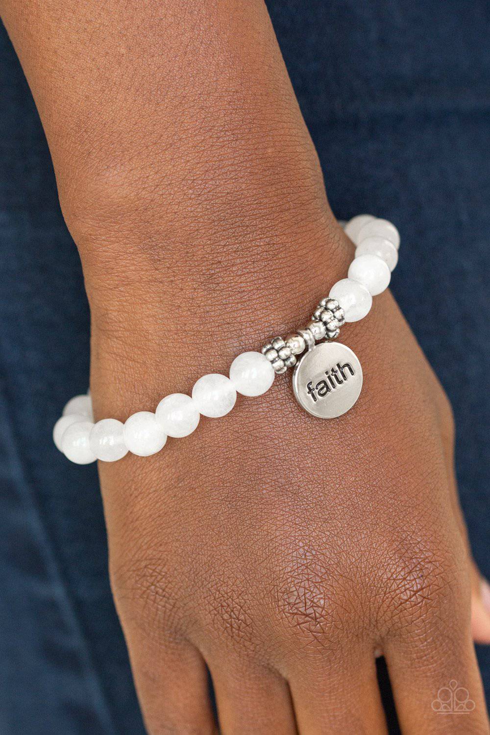 FAITH It, Till You Make It - White Stone "Faith" Bracelet - Paparazzi Accessories - GlaMarous Titi Jewels