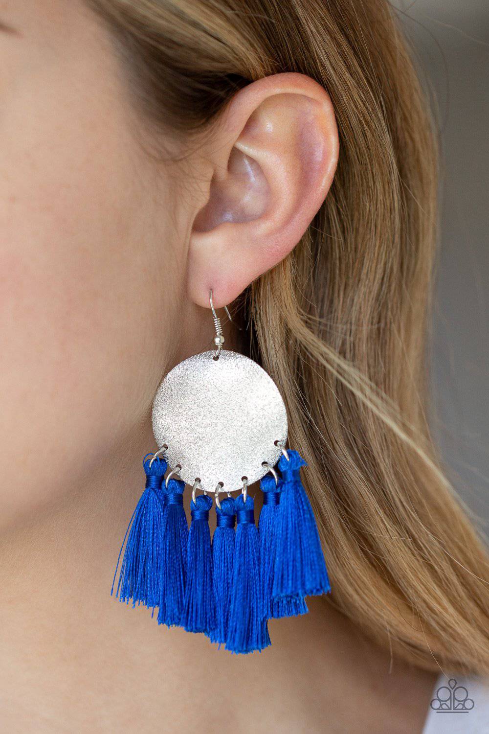 Tassel Tribute - Blue Earrings - Paparazzi Accessories - GlaMarous Titi Jewels