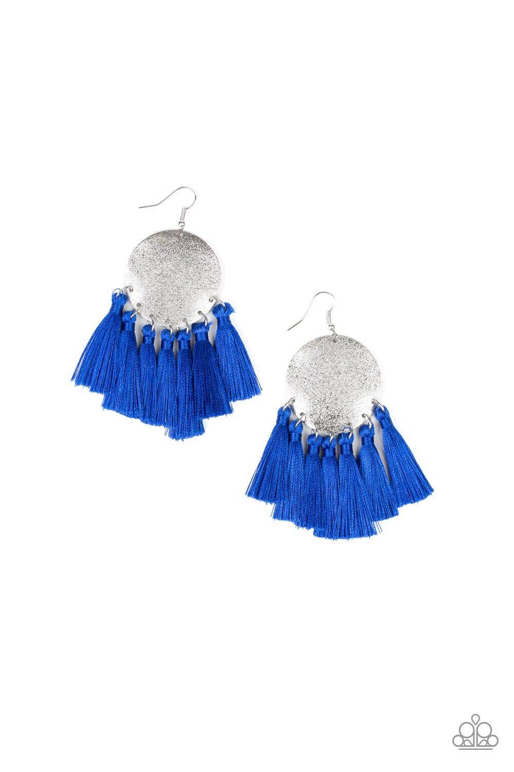 Tassel Tribute - Blue Earrings - Paparazzi Accessories - GlaMarous Titi Jewels