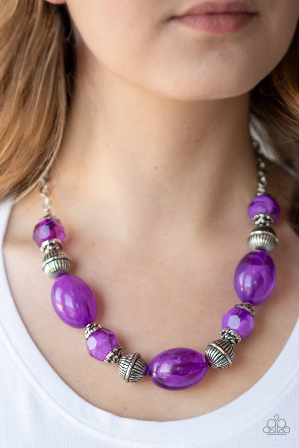 Ice Melt - Purple Bead Necklace - Paparazzi Accessories - GlaMarous Titi Jewels