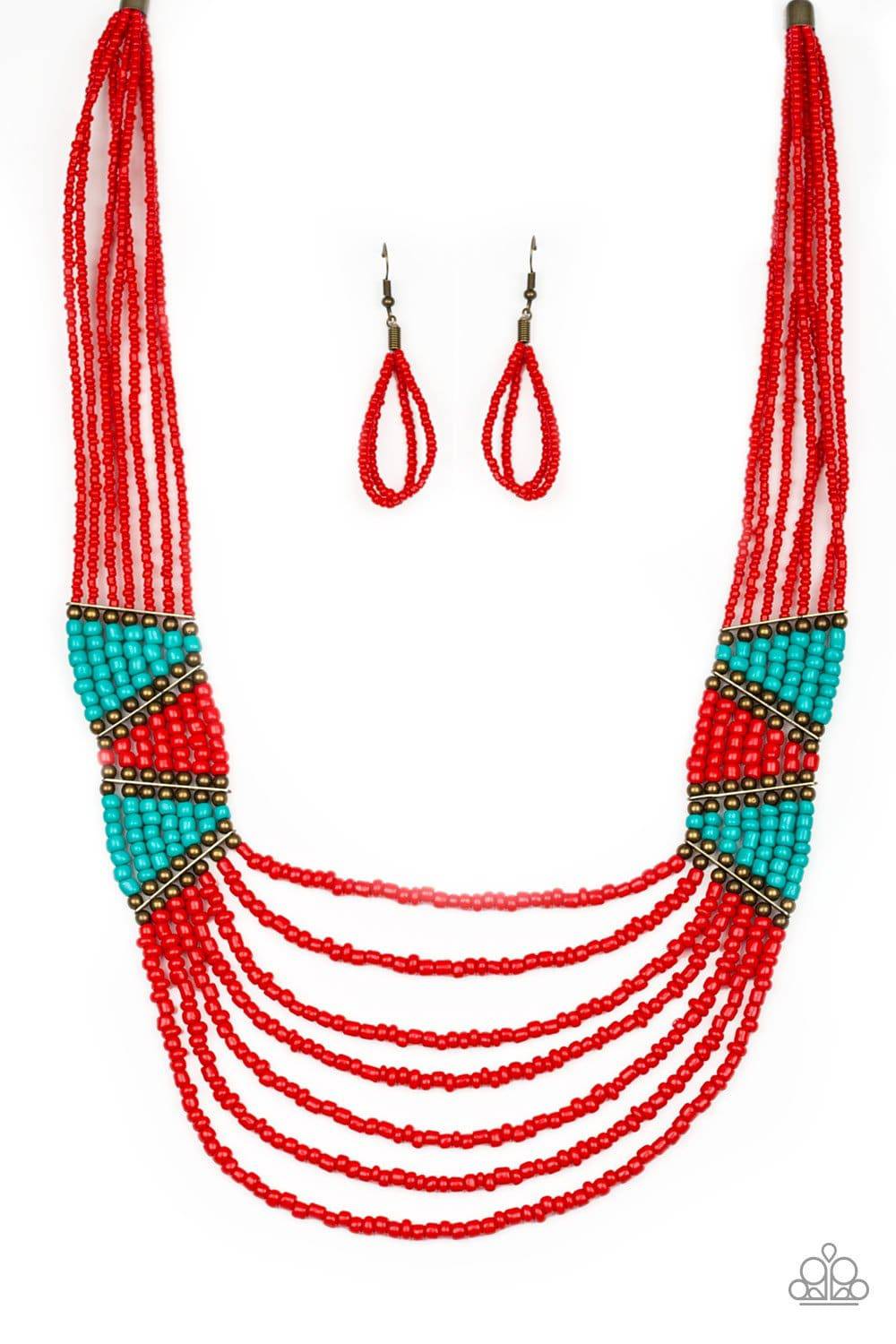 Kickin It Outback - Red Seed Bead Necklace - Paparazzi Accessories - GlaMarous Titi Jewels