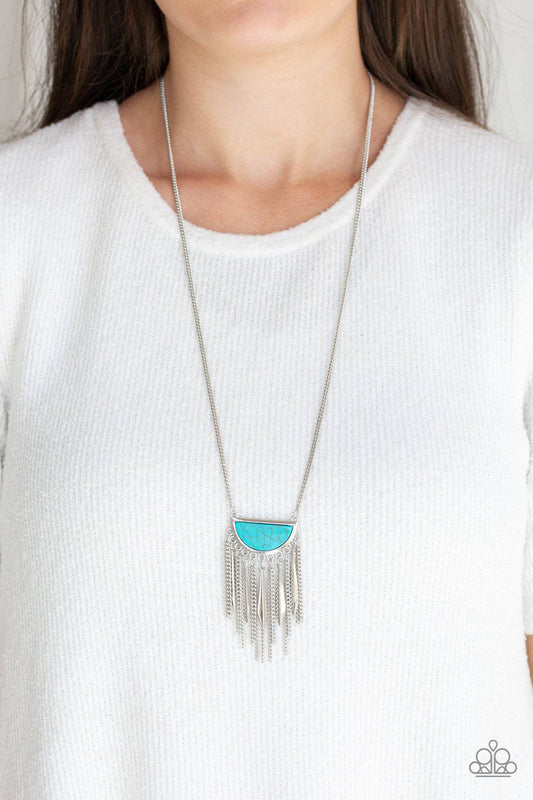 Desert Hustle -Turquoise Half Moon Pendant Necklace - Paparazzi Accessories - GlaMarous Titi Jewels