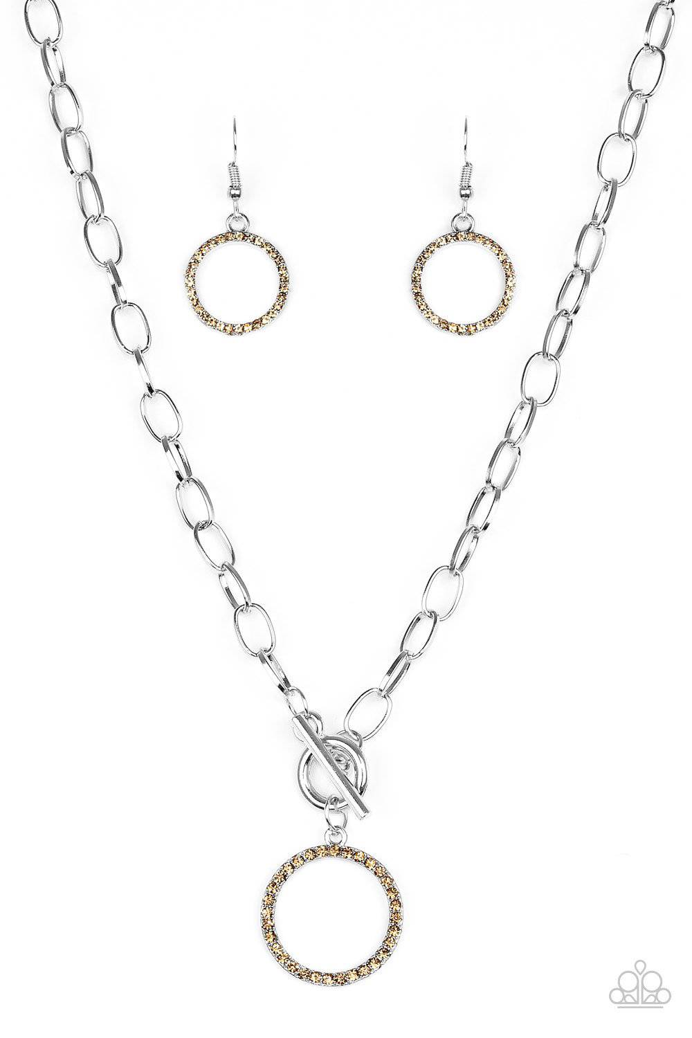 All In Favor - Brown Topaz Rhinestone Necklace - Paparazzi Accessories - GlaMarous Titi Jewels