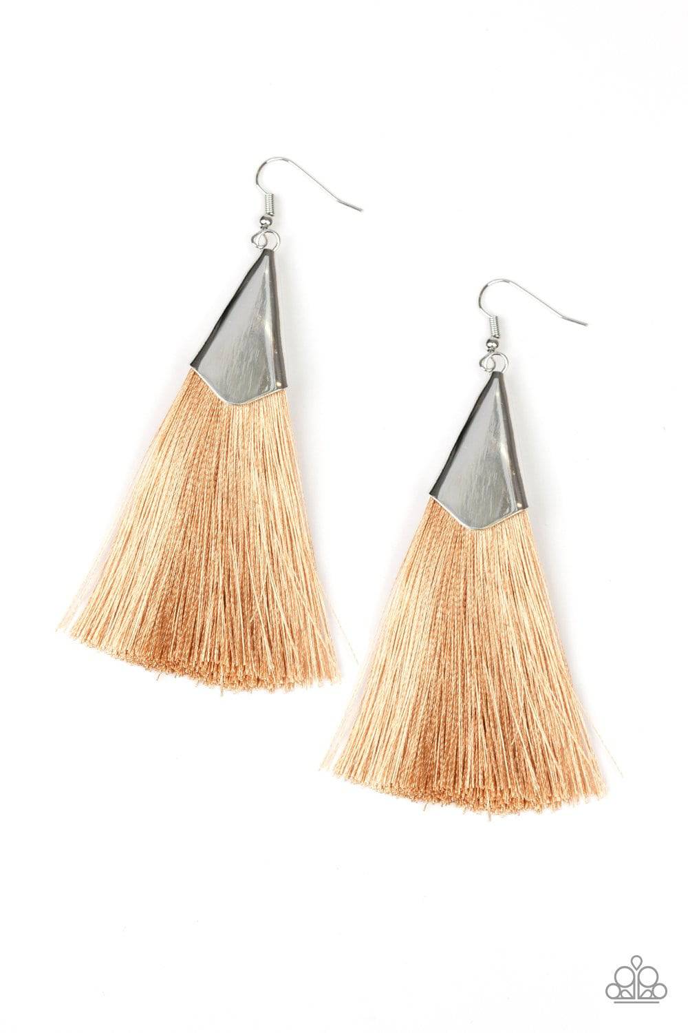 In Full PLUME - Brown Tassel Earrings - Paparazzi Accessories - GlaMarous Titi Jewels