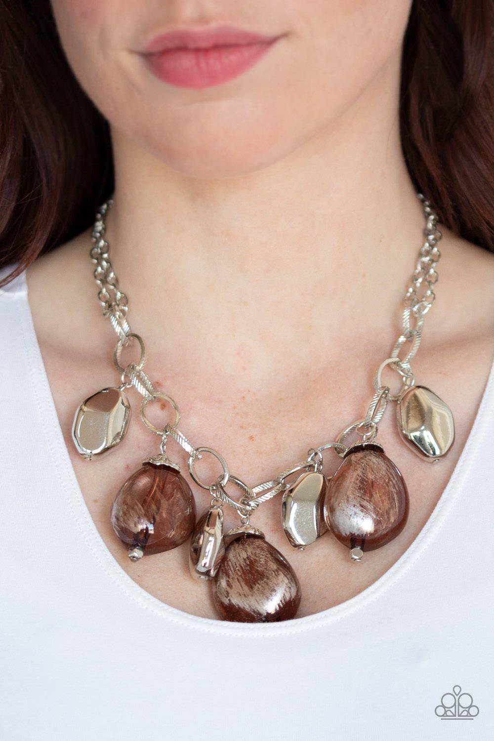 Looking Glass Glamorous - Brown Oversized Glassy Bead Necklace - Paparazzi Accessories - GlaMarous Titi Jewels