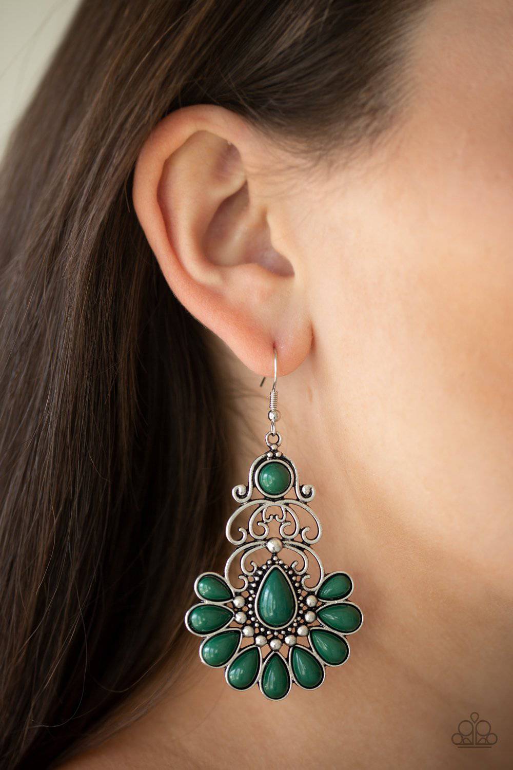 Paradise Parlor - Green Earrings - Paparazzi Accessories - GlaMarous Titi Jewels