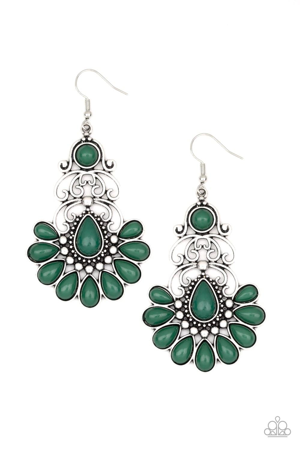 Paradise Parlor - Green Earrings - Paparazzi Accessories - GlaMarous Titi Jewels