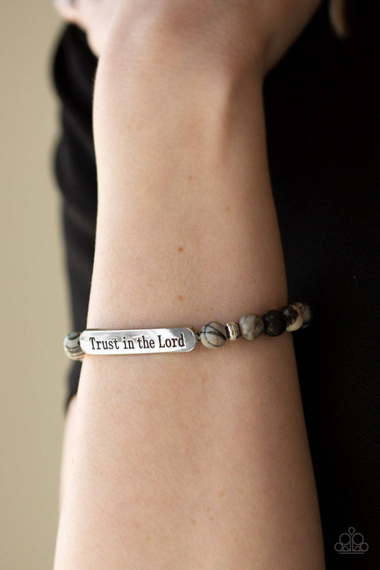 Trust Always - Black Trust in the Lord Stretchy Bracelet - Paparazzi Accessories - GlaMarous Titi Jewels