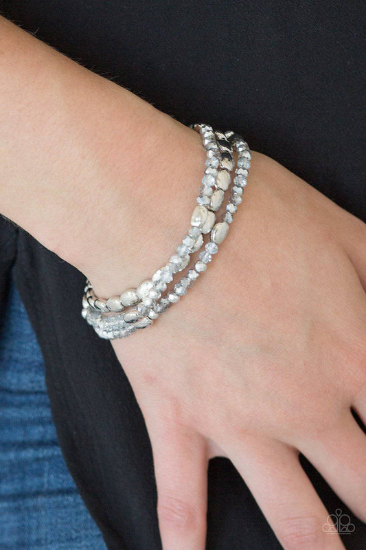 Hello Beautiful - Silver Crystal-Like Beads Bracelet - Paparazzi Accessories - GlaMarous Titi Jewels