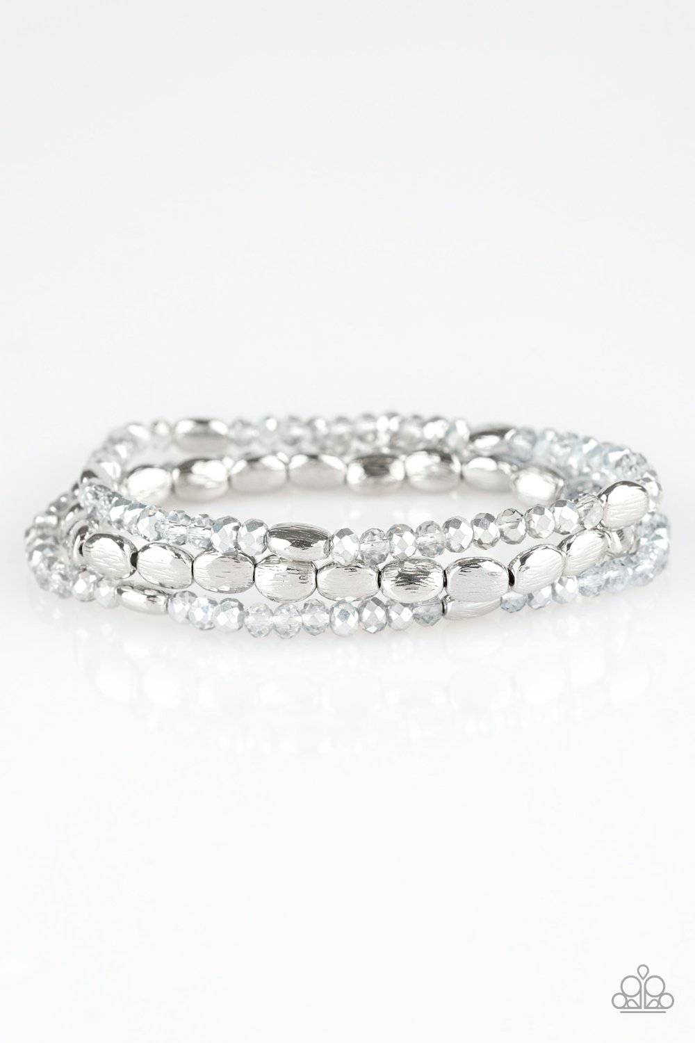 Hello Beautiful - Silver Crystal-Like Beads Bracelet - Paparazzi Accessories - GlaMarous Titi Jewels