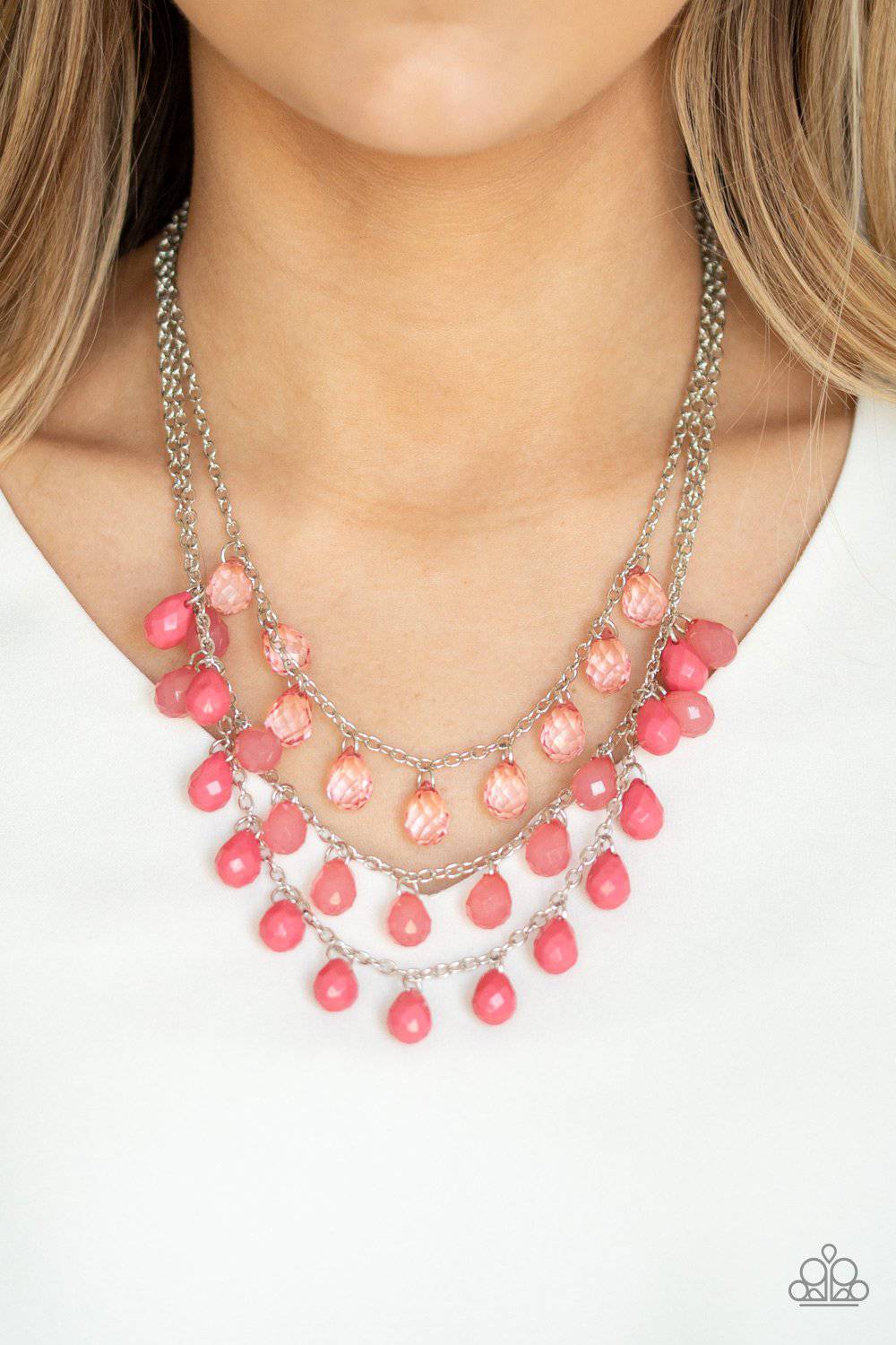 Melting Ice Caps - Coral Pink Necklace - Paparazzi Accessories - GlaMarous Titi Jewels