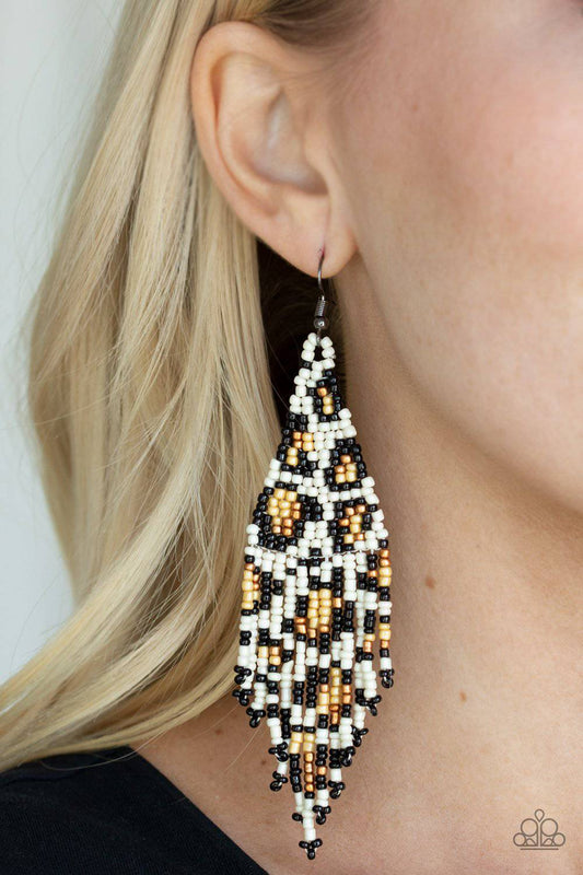 Bodacious Bombshell - White Seed Bead Earrings - Paparazzi Accessories - GlaMarous Titi Jewels