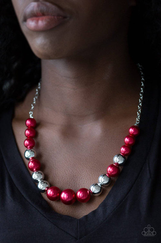 Take Note - Red Pearly Bead Necklace - Paparazzi Accessories - GlaMarous Titi Jewels