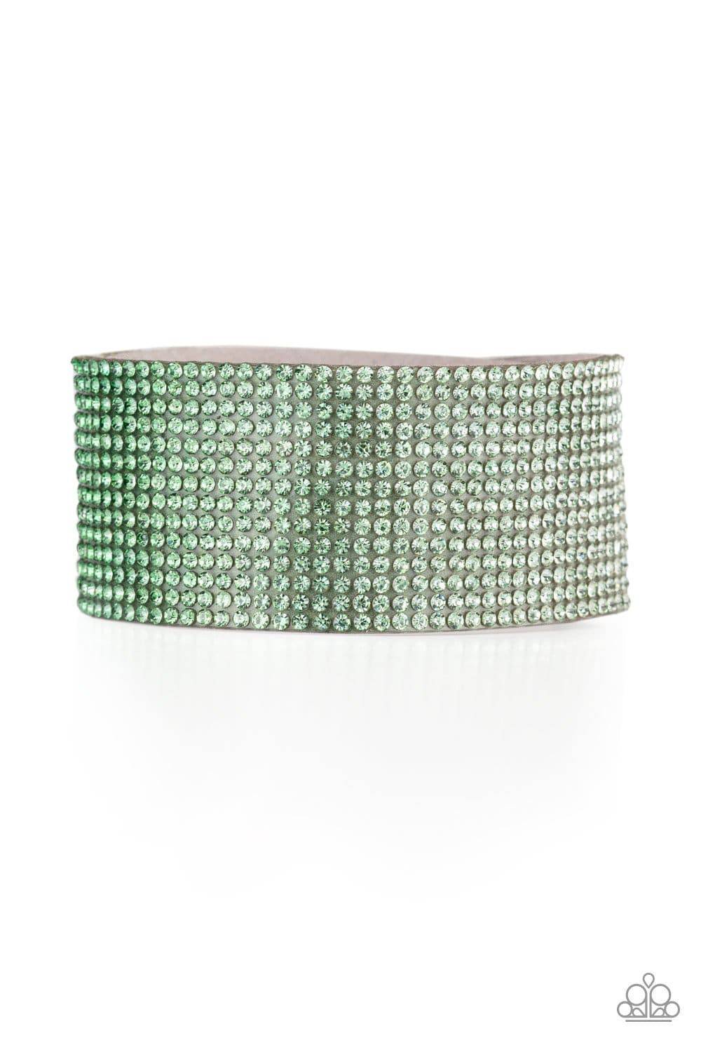 Fade Out - Green Rhinestone Wrap Bracelet - Paparazzi Accessories - GlaMarous Titi Jewels