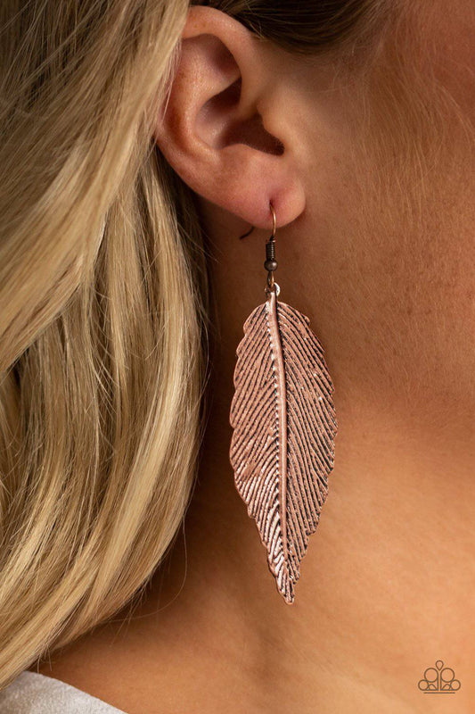 Lookin For A FLIGHT - Copper Feather Earrings - Paparazzi Accessories - GlaMarous Titi Jewels