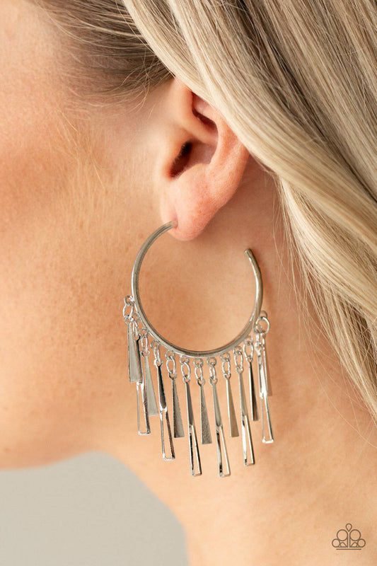 Bring The Noise - Silver Earrings - Paparazzi Accessories - GlaMarous Titi Jewels