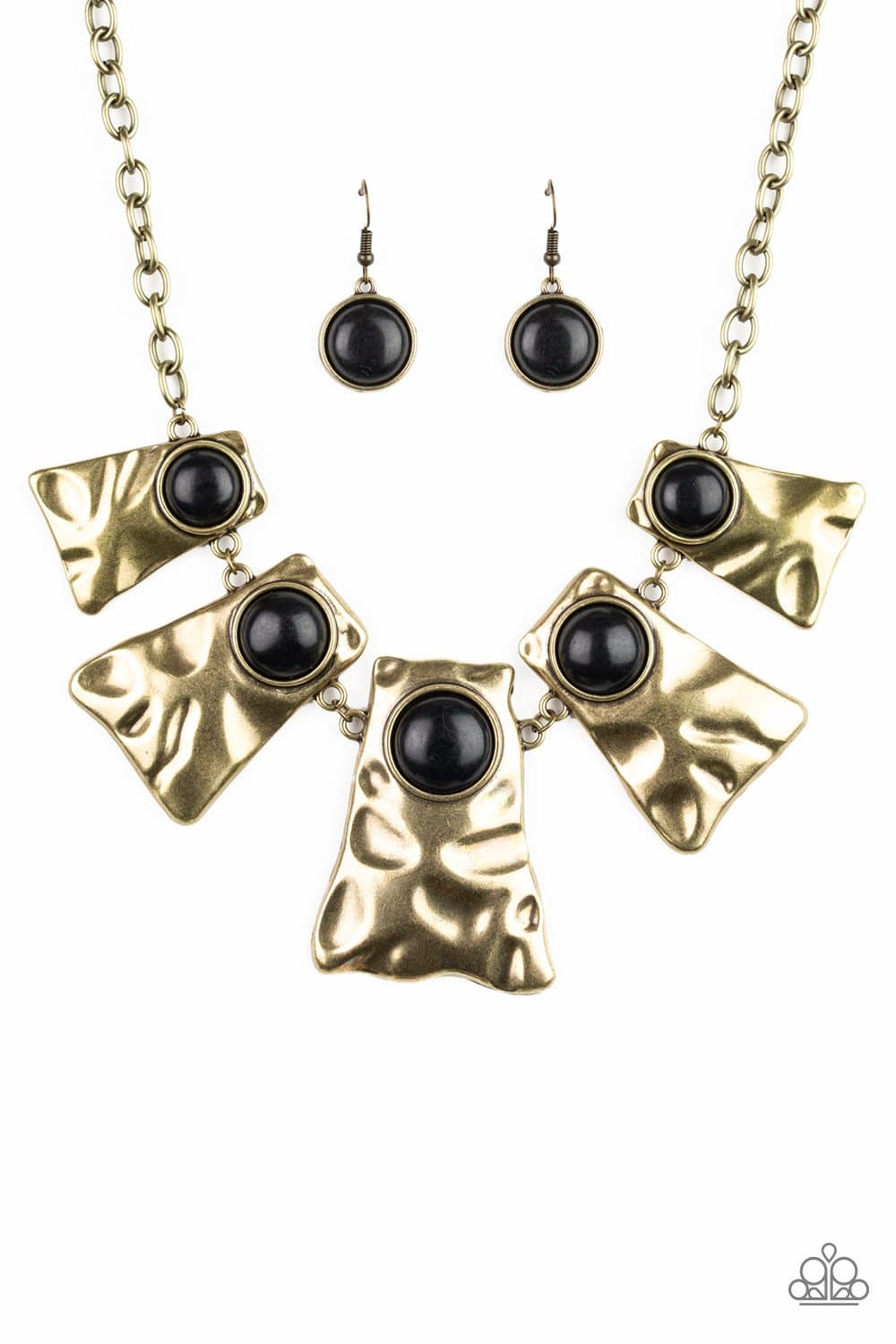 Cougar - Brass & Black Necklace - Paparazzi Accessories - GlaMarous Titi Jewels