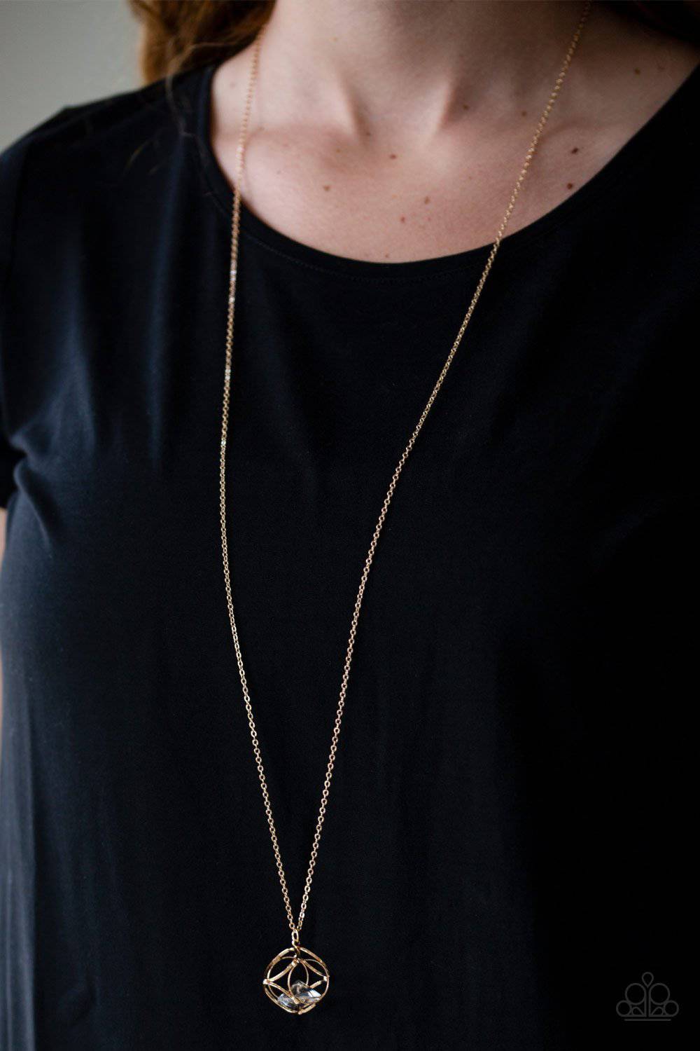 Pandoras Box - Gold 3-D Necklace - Paparazzi Accessories - GlaMarous Titi Jewels