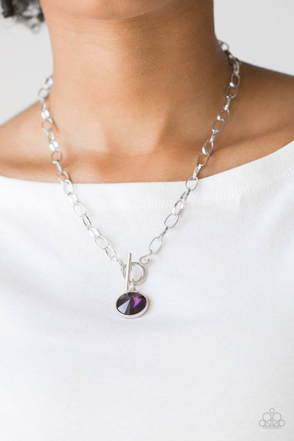 She Sparkles On - Purple Gem Necklace - Paparazzi Accessories - GlaMarous Titi Jewels