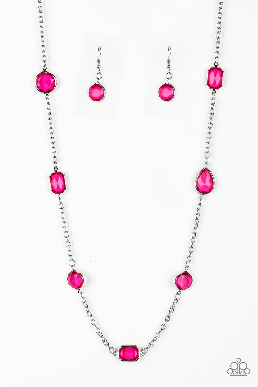 Glassy Glamorous - Glassy Pink Gemstones Necklace - Paparazzi Accessories - GlaMarous Titi Jewels
