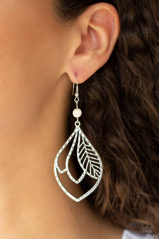 Absolutely Airborne - White Feather Earrings - Paparazzi Accessories - GlaMarous Titi Jewels