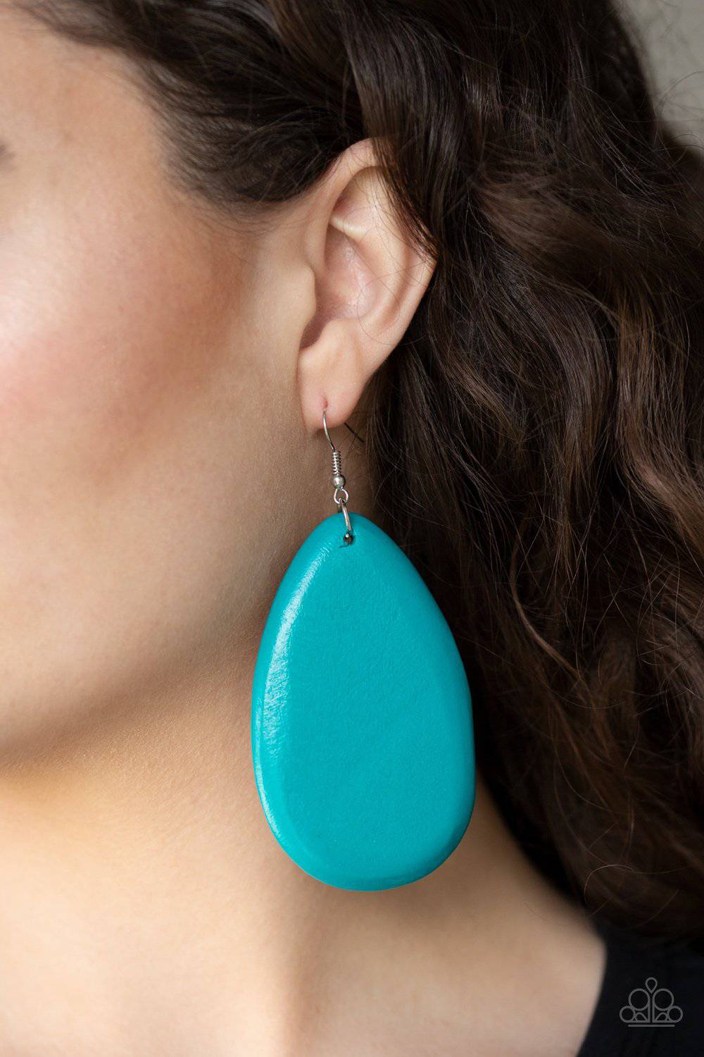 Beach Bride - Blue Wood Earrings - Paparazzi Accessories - GlaMarous Titi Jewels
