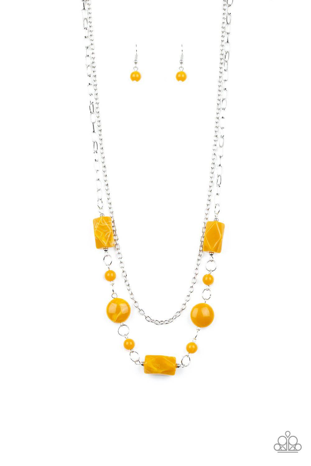 Colorfully Cosmopolitan - Yellow Acrylic Bead Necklace - Paparazzi Accessories - GlaMarous Titi Jewels