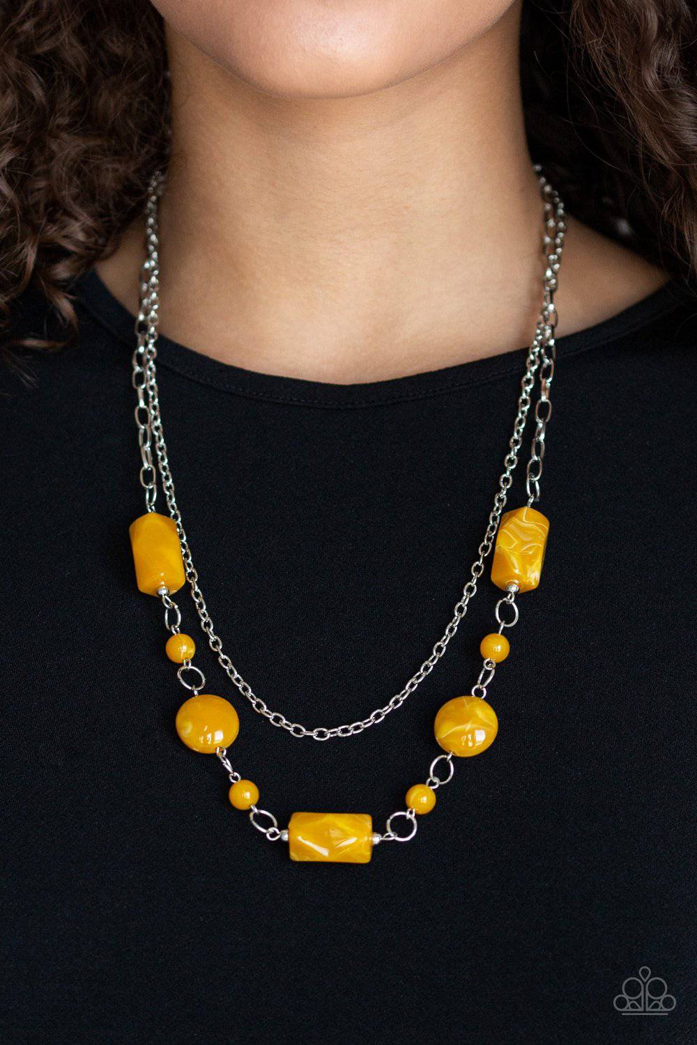 Colorfully Cosmopolitan - Yellow Acrylic Bead Necklace - Paparazzi Accessories - GlaMarous Titi Jewels