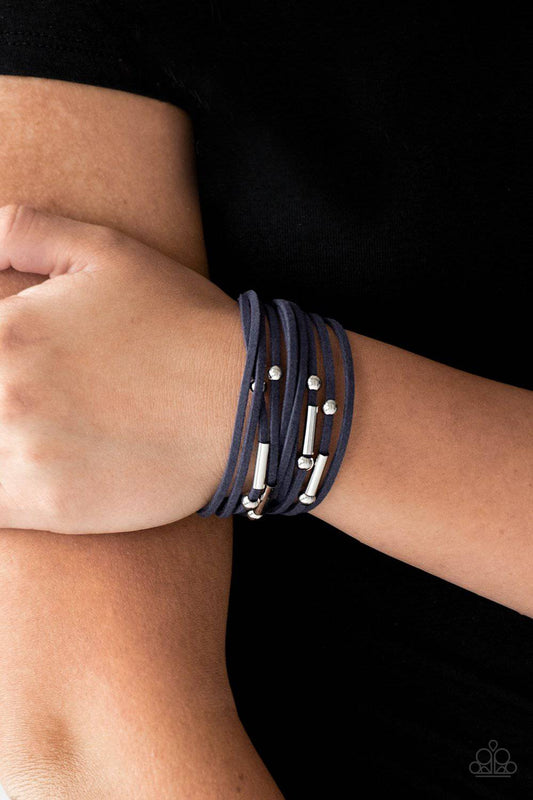 Back To BACKPACKER - Blue Suede Bracelet - Paparazzi Accessories - GlaMarous Titi Jewels