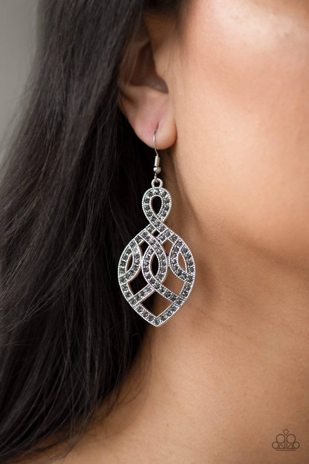A Grand Statement - Silver Rhinestone Earrings - Paparazzi Accessories - GlaMarous Titi Jewels