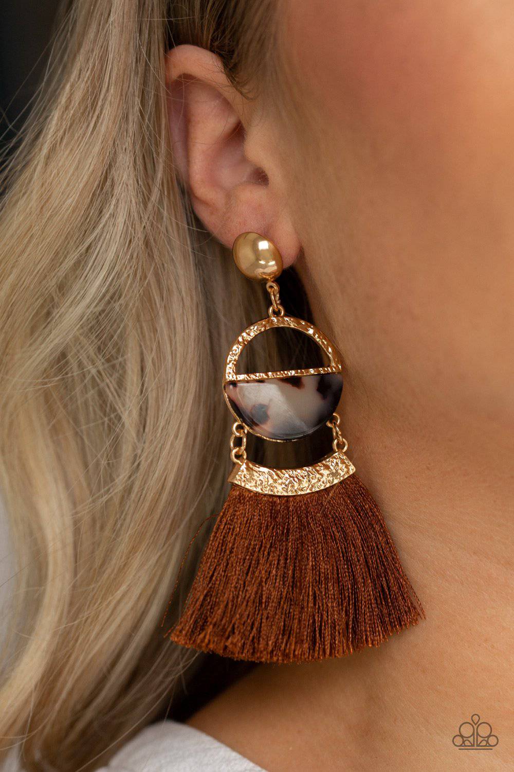 Tassel Trot - Brown Tassel Earrings - Paparazzi Accessories - GlaMarous Titi Jewels