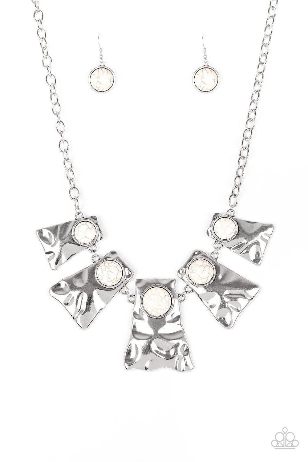 Cougar - White & Silver Necklace - Paparazzi Accessories - GlaMarous Titi Jewels