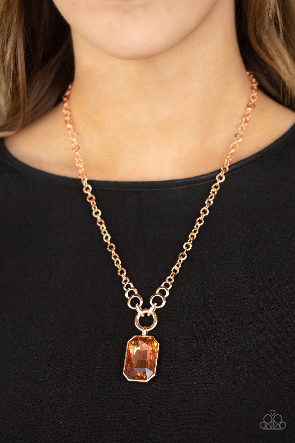 Queen Bling - Copper Bling Necklace - Paparazzi Accessories - GlaMarous Titi Jewels
