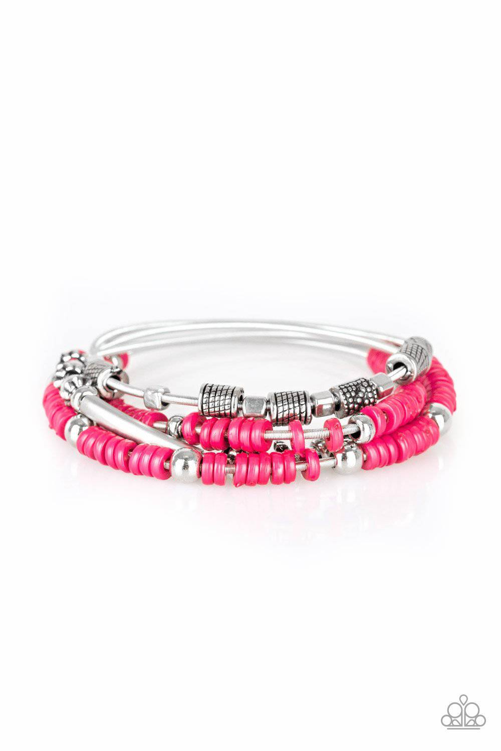 Tribal Spunk - Pink Stretchy Bracelet - Paparazzi Accessories - GlaMarous Titi Jewels