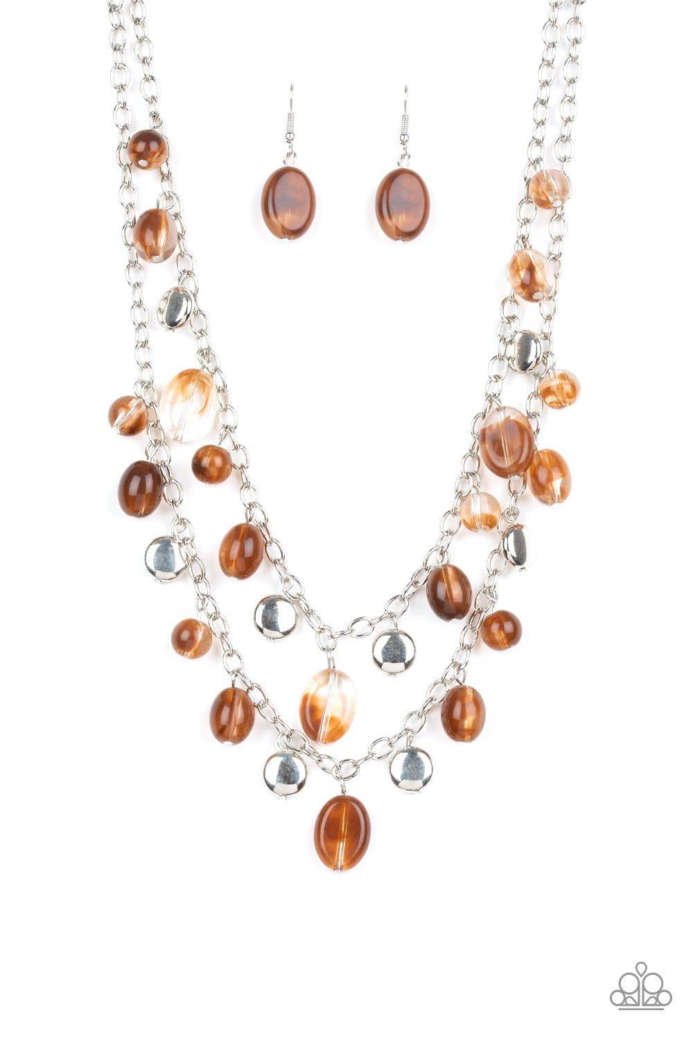 Rainbow Shine - Brown Glassy Beads Necklace - Paparazzi Accessories - GlaMarous Titi Jewels