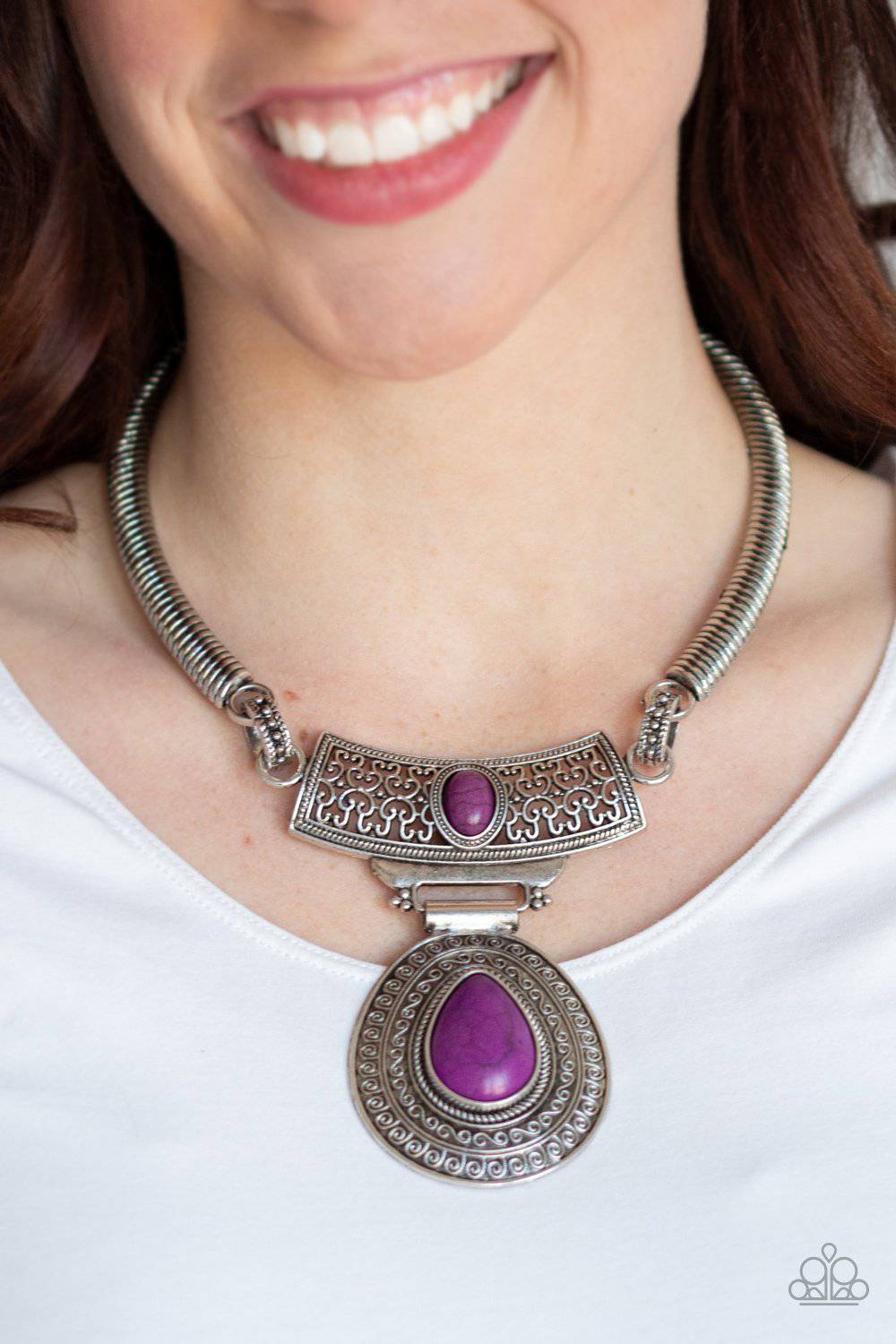 Prowling Prowess - Purple Stone Necklace - Paparazzi Accessories - GlaMarous Titi Jewels