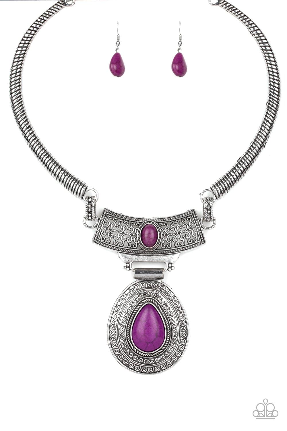 Prowling Prowess - Purple Stone Necklace - Paparazzi Accessories - GlaMarous Titi Jewels