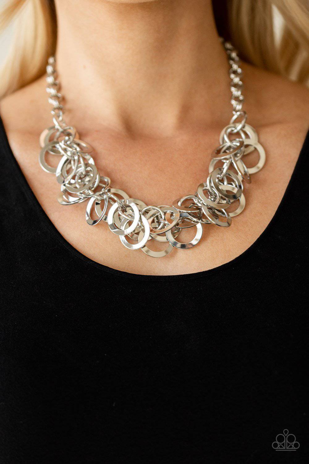 Ringing In The Bling - Silver Rings Necklace - Paparazzi Accessories - GlaMarous Titi Jewels