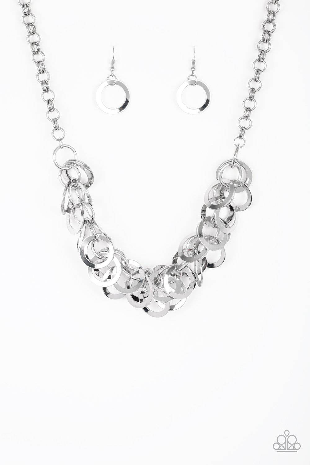 Ringing In The Bling - Silver Rings Necklace - Paparazzi Accessories - GlaMarous Titi Jewels