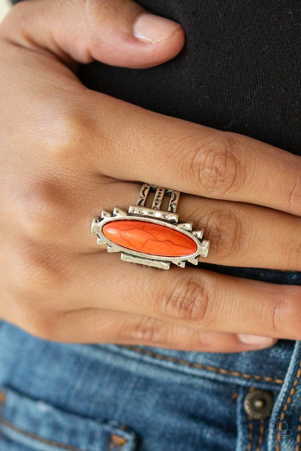 Canyon Colada - Orange Stone Ring - Paparazzi Accessories - GlaMarous Titi Jewels