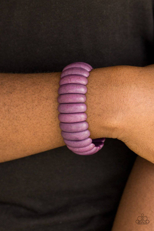 Peacefully Primal - Purple Stone Stretchy Bracelet - Paparazzi Accessories - GlaMarous Titi Jewels