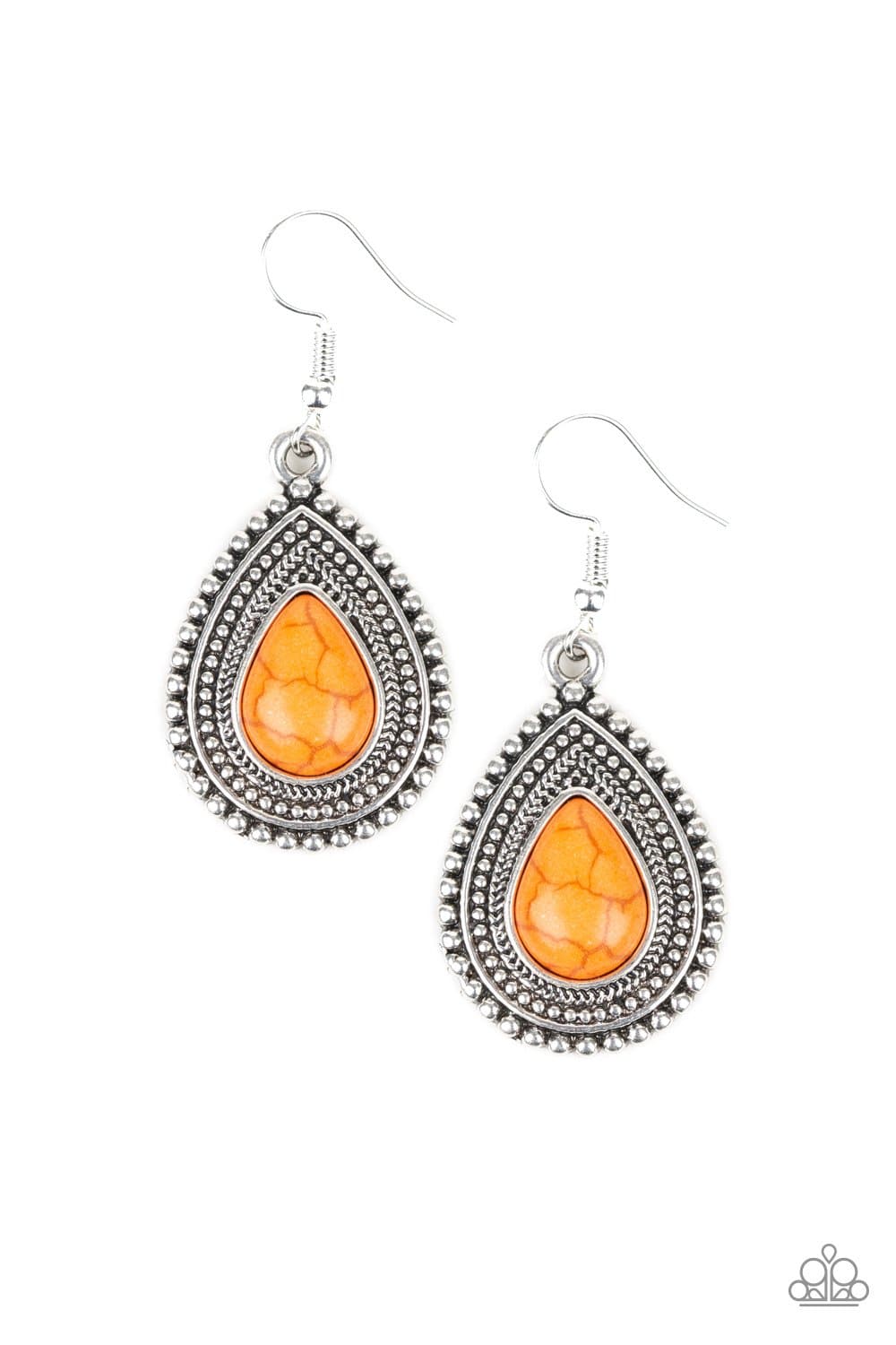 Happy Horizons - Orange Stone Teardrop Earrings - Paparazzi Accessories - GlaMarous Titi Jewels