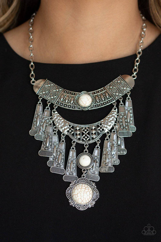 Sahara Royal - White Stone Necklace - Paparazzi Accessories - GlaMarous Titi Jewels