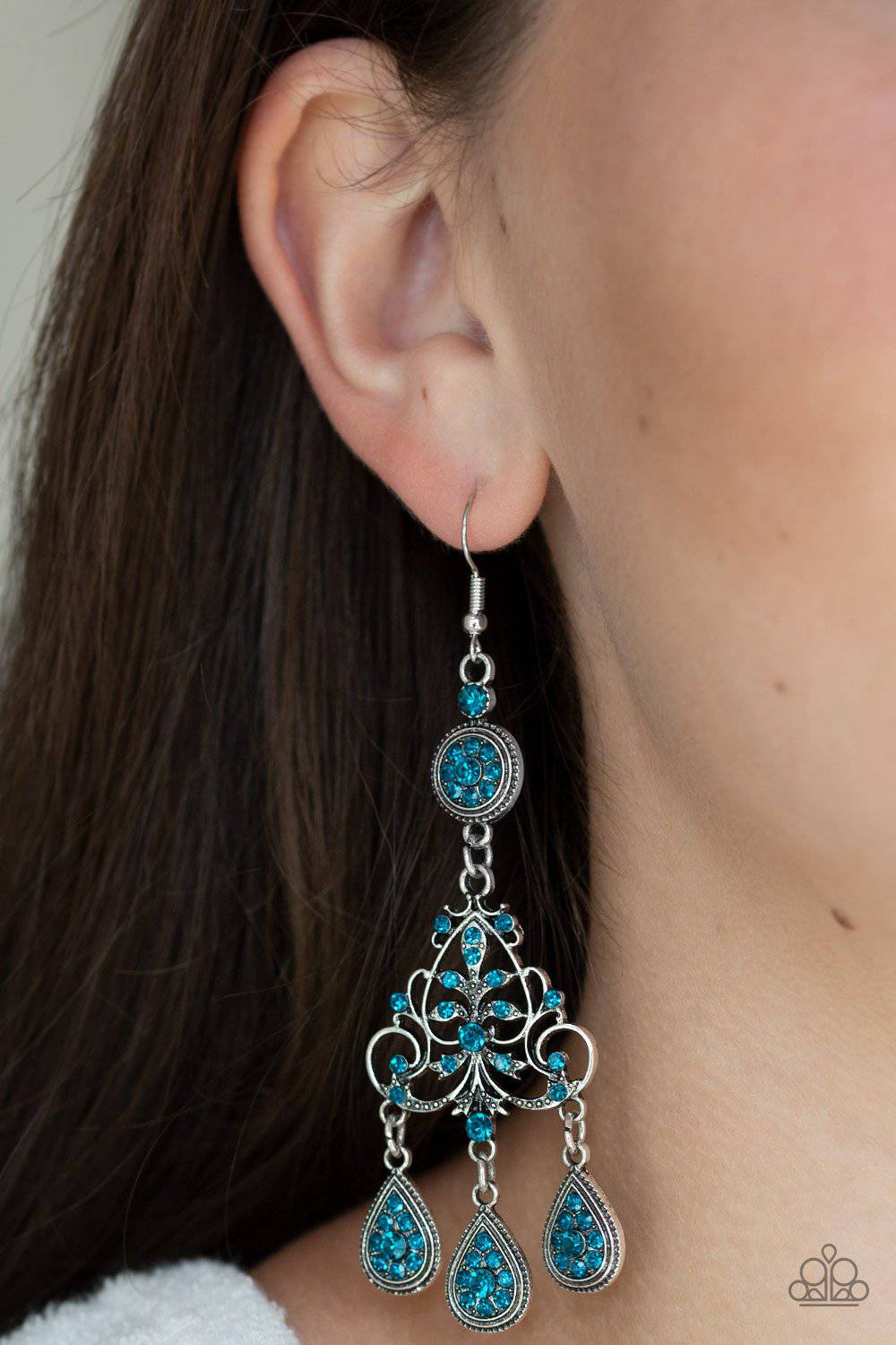 Royal Renovation - Blue Rhinestone Earrings - Paparazzi Accessories - GlaMarous Titi Jewels