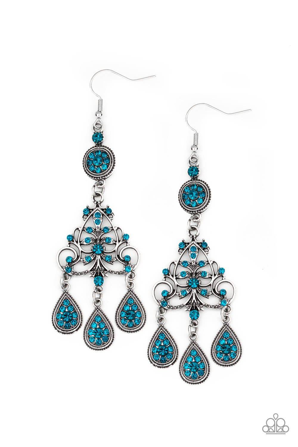 Royal Renovation - Blue Rhinestone Earrings - Paparazzi Accessories - GlaMarous Titi Jewels